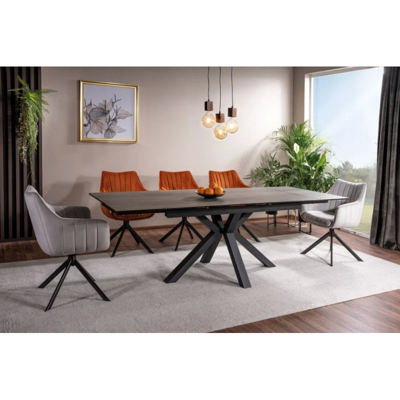 Стіл обідній розкладний COLUMBUS CERAMIC 160(240)*90 коричневий ефект дерева/чорний Signal