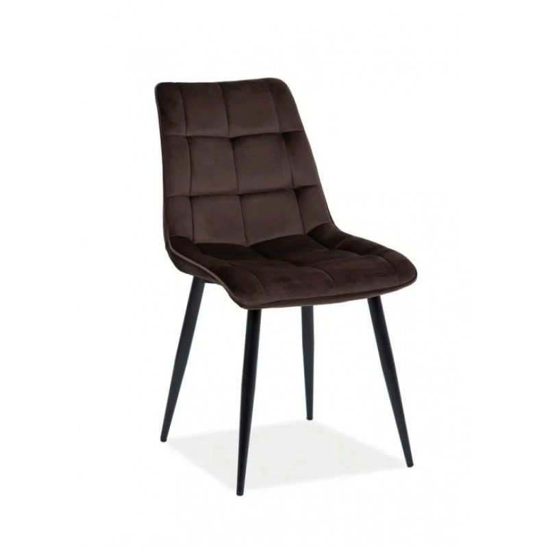 Стілець CHIC VELVET чорний каркас / коричневий Signal