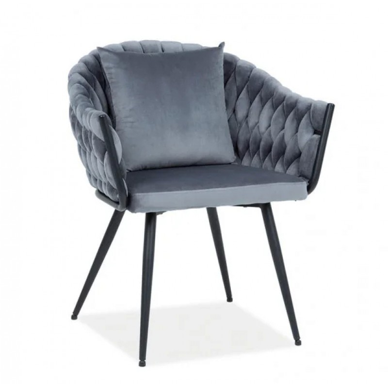 Стілець NUVO VELVET чорний каркас / сірий Signal