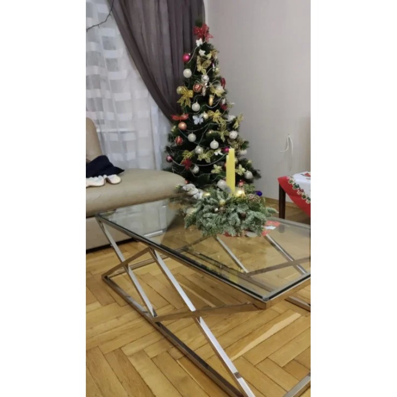 Журнальний стіл Zegna A 120х60 Прозорий / Срібний Signal