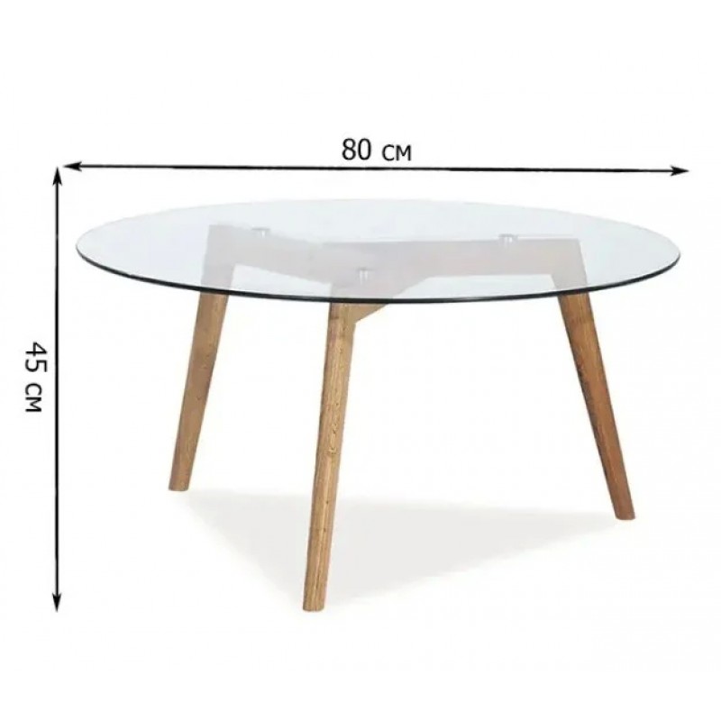 Журнальний столик OSLO L2 прозорий/дуб D. 80 Signal