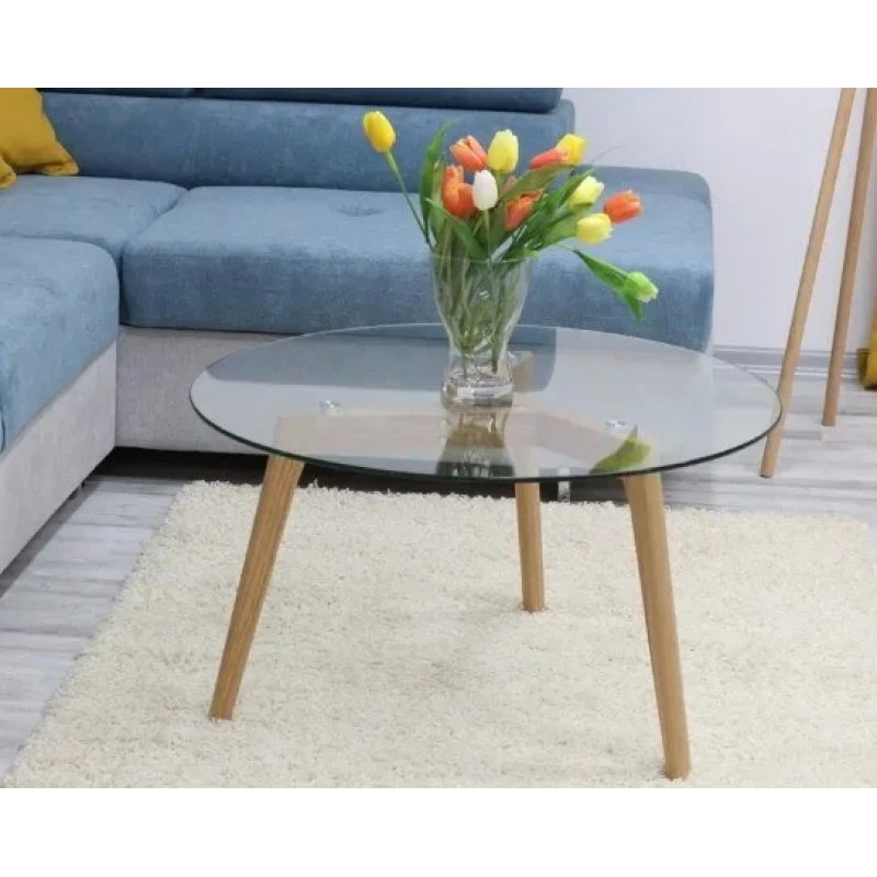 Журнальний столик OSLO L2 прозорий/дуб D. 80 Signal