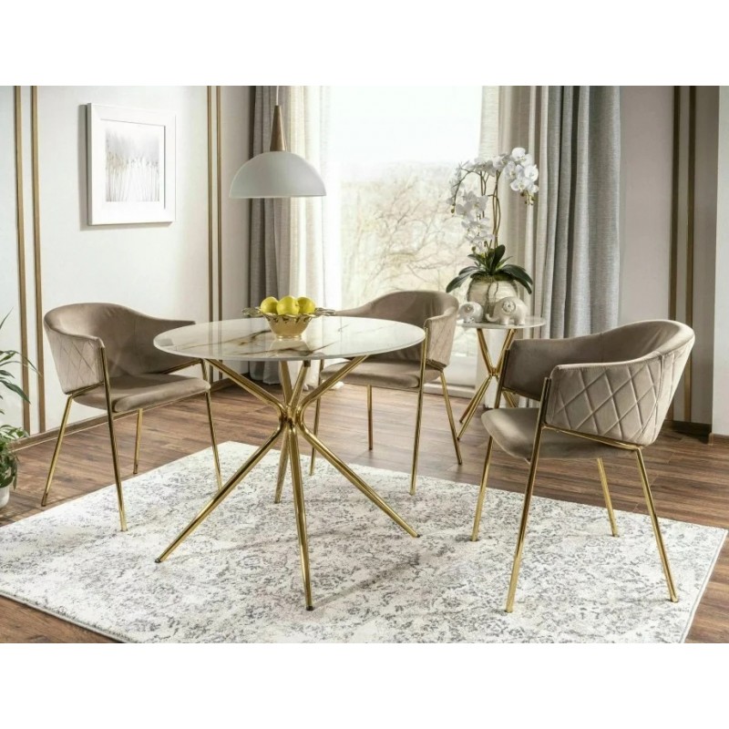 Журнальний столик AZALIA Керамічний Білий / Золотий Діаметр 50 AZALIABZLFI50 Signal