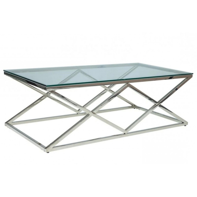 Журнальний стіл Zegna A 120х60 Прозорий / Срібний Signal