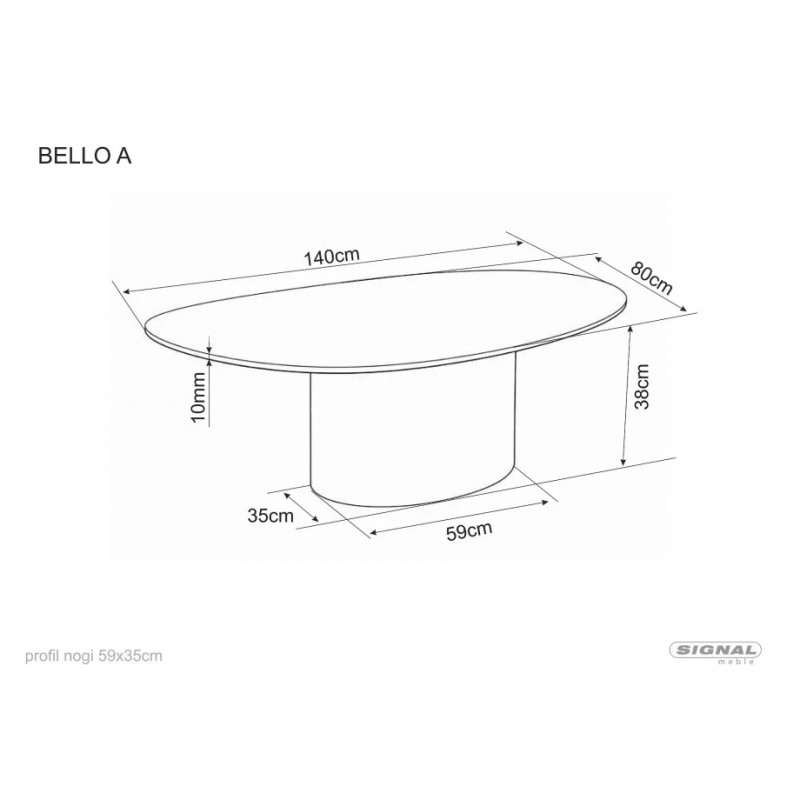 Стіл журнальний кавовий Bello A 120×80 см Чорний Signal