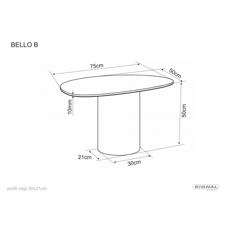 Стіл журнальний кавовий Bello B 75×50 см Білий / Мідь Signal