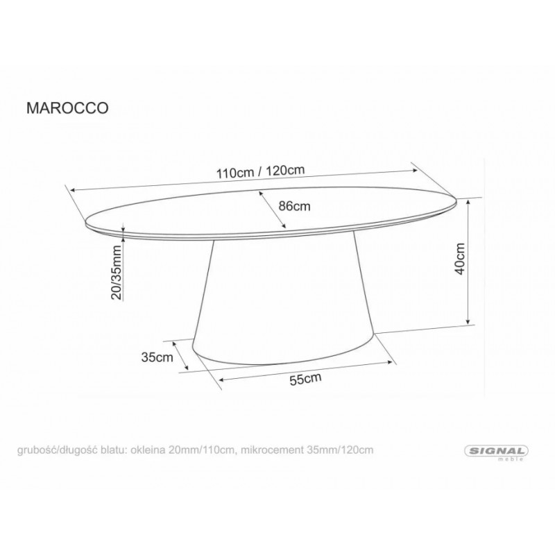 Стіл журнальний кавовий Marocco 120×60 см Світло-сірий Signal