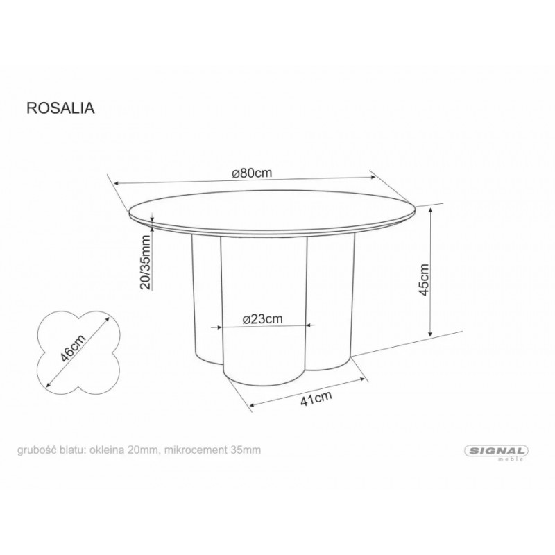 Стіл журнальний кавовий Rosalia ø80 см Темний беж Signal