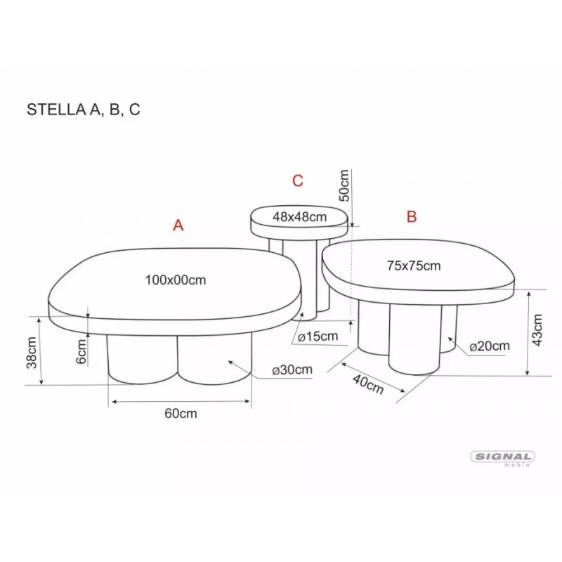 Стіл журнальний кавовий Stella B 75×75 см Чорний Signal