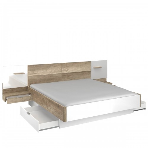 Ліжко BARI II 180 (без вкладу, з освітленням LED) білий/дуб Каньйон VMV Holding