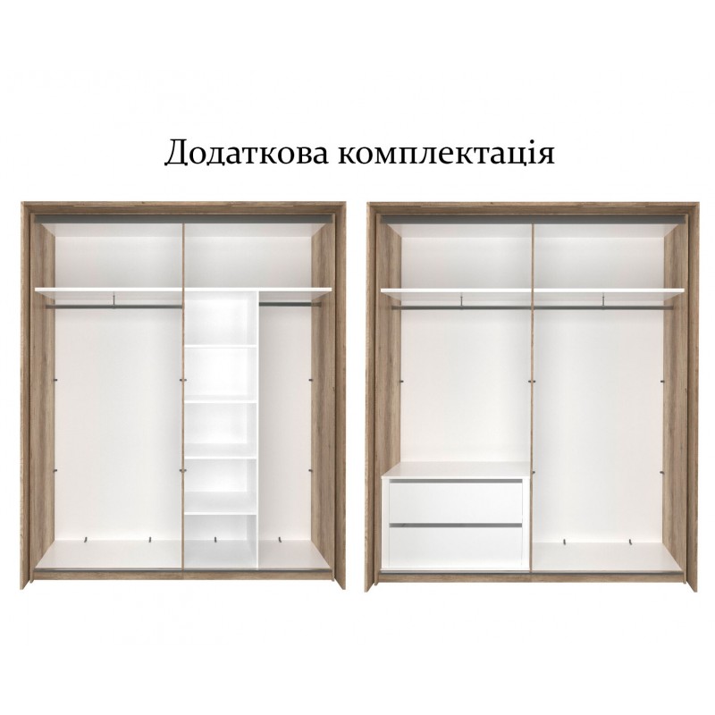 Шафа-купе CAPRI 250х223х62 дуб Каньйон/латте VMV Holding Шафа-купе CAPRI 250х223х62 дуб Каньйон/латте VMV Holding