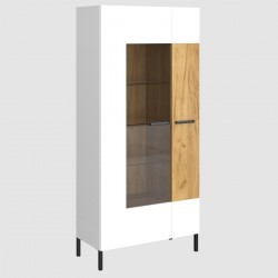 Вітрина висока 1W1D SANTES білий/крафт золотий VMV Holding