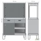 Coffee station Co-working (960х450х1497), Блеквуд Ячмінний / Білий супермат / Каркас білий беж AMF