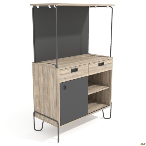 Coffee station Co-working (960х450х1497), В'яз Ліберті / Антрацит / Каркас чорний графіт AMF
