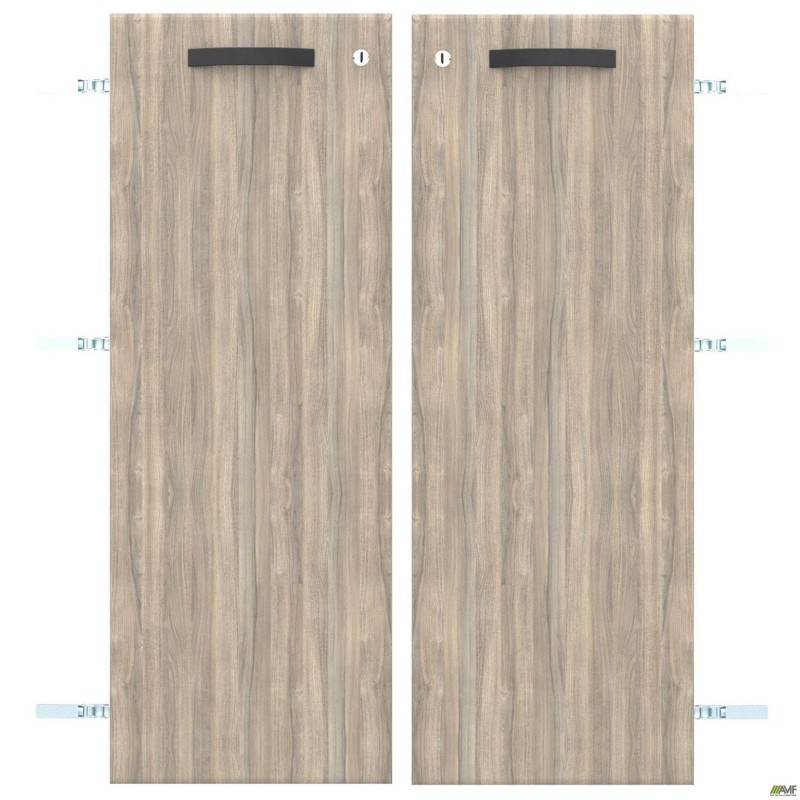 Двері SIG-714 ДСП R + L до SIG12,601 (792х1090х18мм) з замком Ручки Чорный/В'яз Ліберті Димчастий AMF