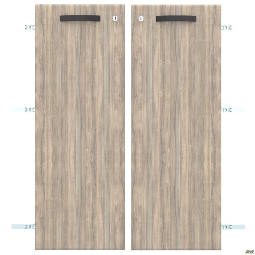 Двері SIG-715 ДСП R + L до SIG601 (792х1040х18мм) з замком Ручки Чорный/В'яз Ліберті Димчастий AMF