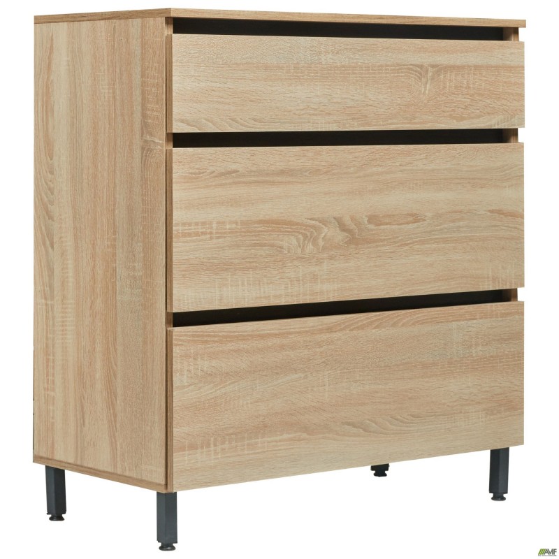Комод 3 ящики Welcome (1 низький + 2 високі) (810х400х980Н) чорний графіт, Дуб Сонома AMF