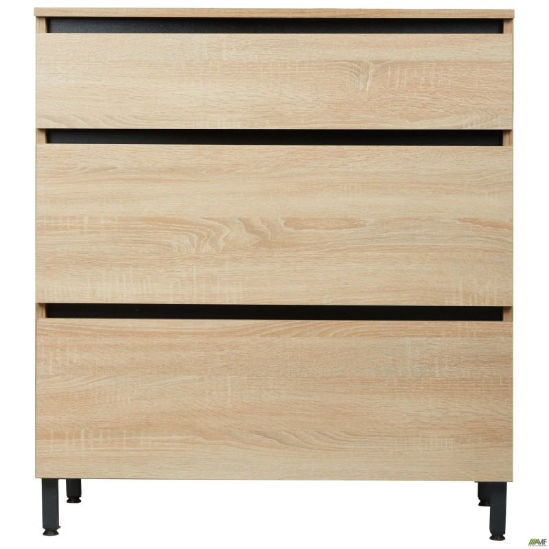 Комод 3 ящики Welcome (1 низький + 2 високі) (810х400х980Н) чорний графіт, Дуб Сонома AMF