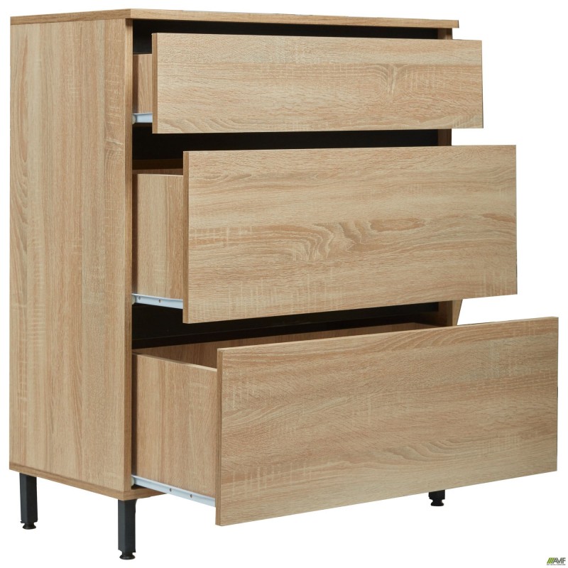 Комод 3 ящики Welcome (1 низький + 2 високі) (810х400х980Н) чорний графіт, Дуб Сонома AMF