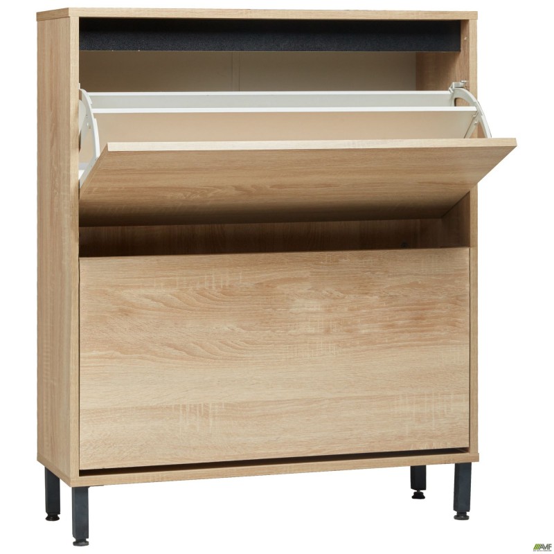 Комод для взуття Welcome (810х250х980Н) чорний графіт, Дуб Сонома AMF