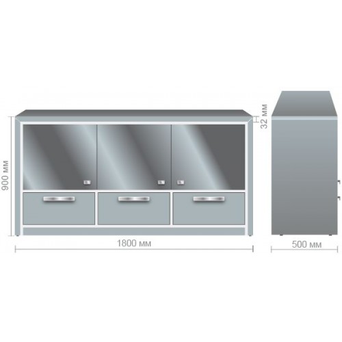 Комод скло Helios HL-60 AMF