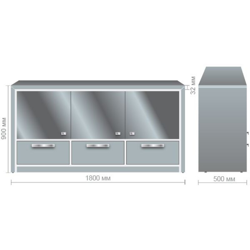 Комод скло Helios HL-60 AMF