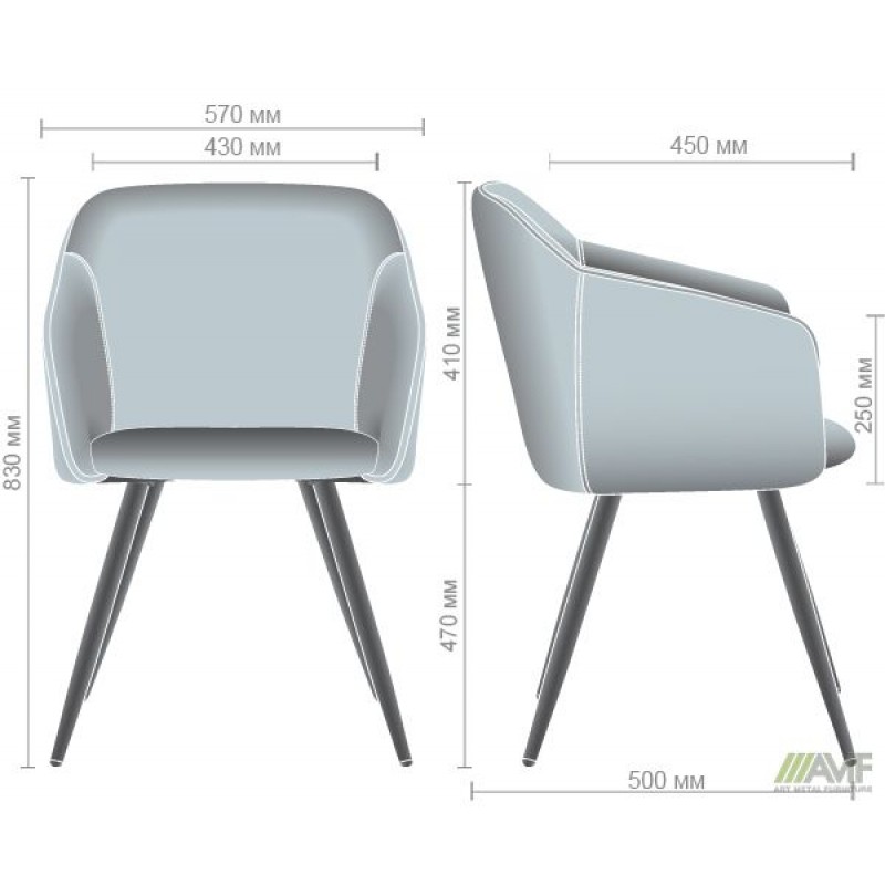 Крісло Lynette black / silver AMF