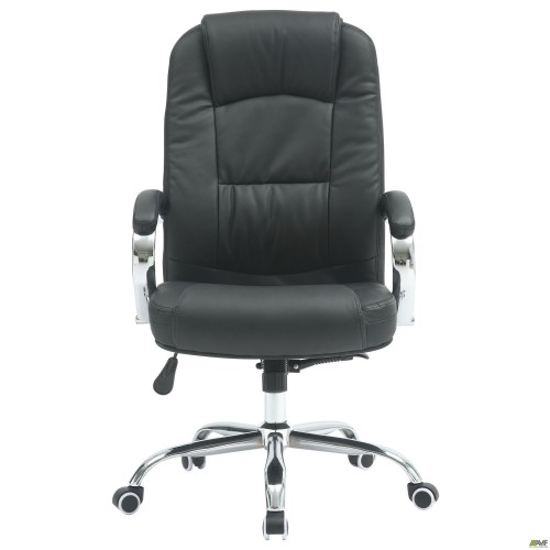 Крісло Marselle-Ch-X хром НВ, механізм Anyfix, шкірозамінник чорний AMF