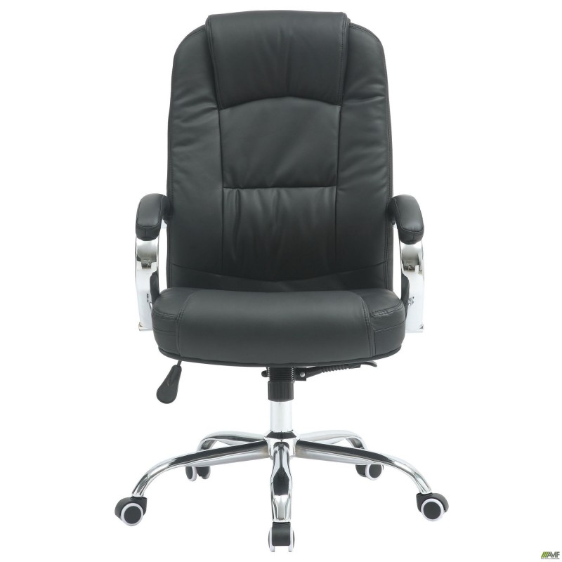 Крісло Marselle-Ch-X хром НВ, механізм Anyfix, шкірозамінник чорний AMF
