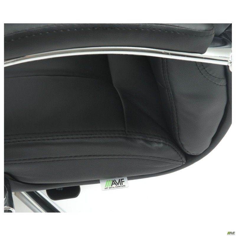 Крісло Marselle-Ch-X хром НВ, механізм Anyfix, шкірозамінник чорний AMF