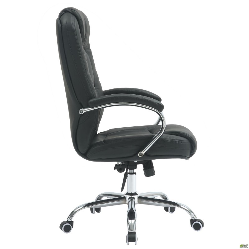 Крісло Marselle-Ch-X хром НВ, механізм Anyfix, шкірозамінник чорний AMF