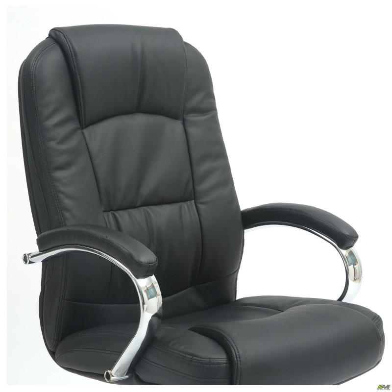 Крісло Marselle-Ch-X хром НВ, механізм Anyfix, шкірозамінник чорний AMF