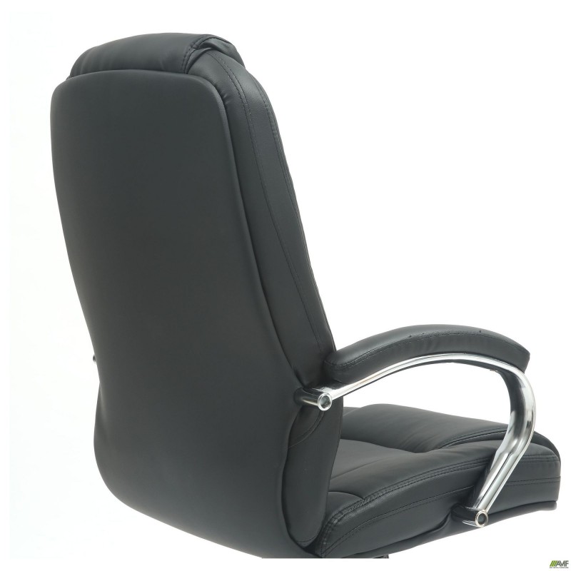Крісло Marselle-Ch-X хром НВ, механізм Anyfix, шкірозамінник чорний AMF