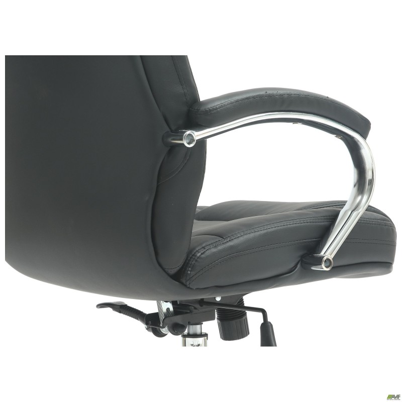 Крісло Marselle-Ch хром HB, механізм Anyfix, шкірозамінник чорний AMF