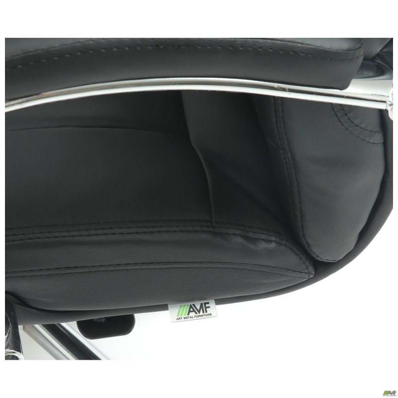 Крісло Marselle-Ch хром HB, механізм Anyfix, шкірозамінник чорний AMF