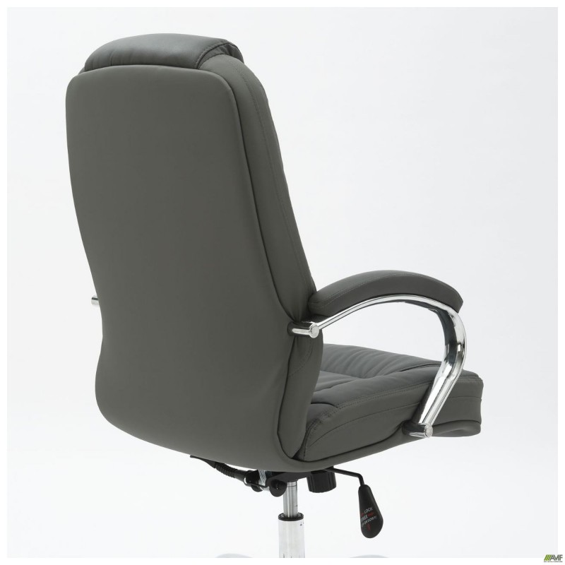 Крісло Marselle-Ch хром НВ, механізм Anyfix, шкірозамінник сірий AMF
