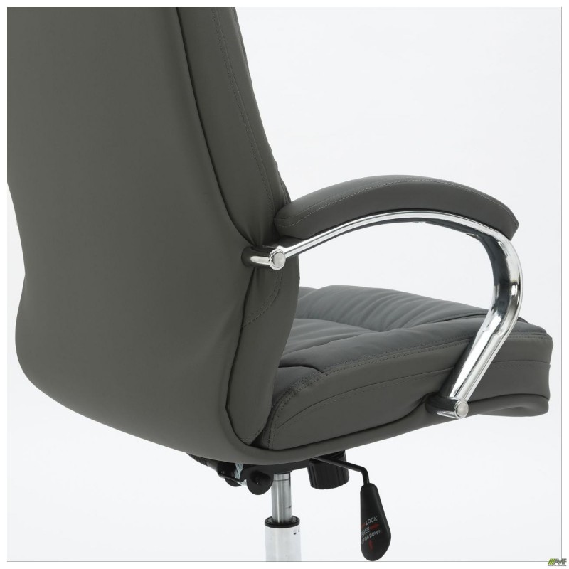 Крісло Marselle-Ch хром НВ, механізм Anyfix, шкірозамінник сірий AMF