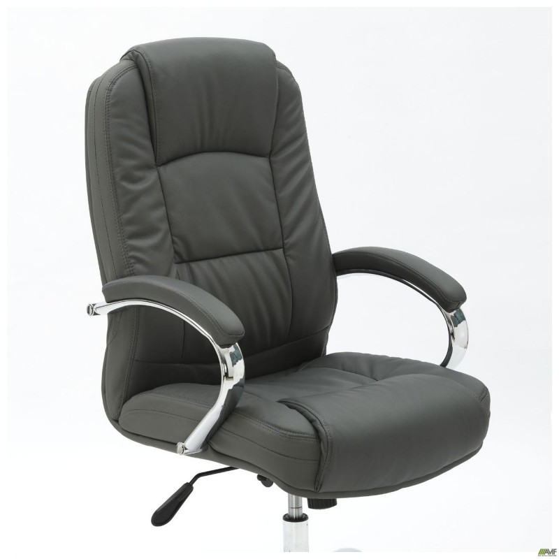 Крісло Marselle-Ch хром НВ, механізм Anyfix, шкірозамінник сірий AMF