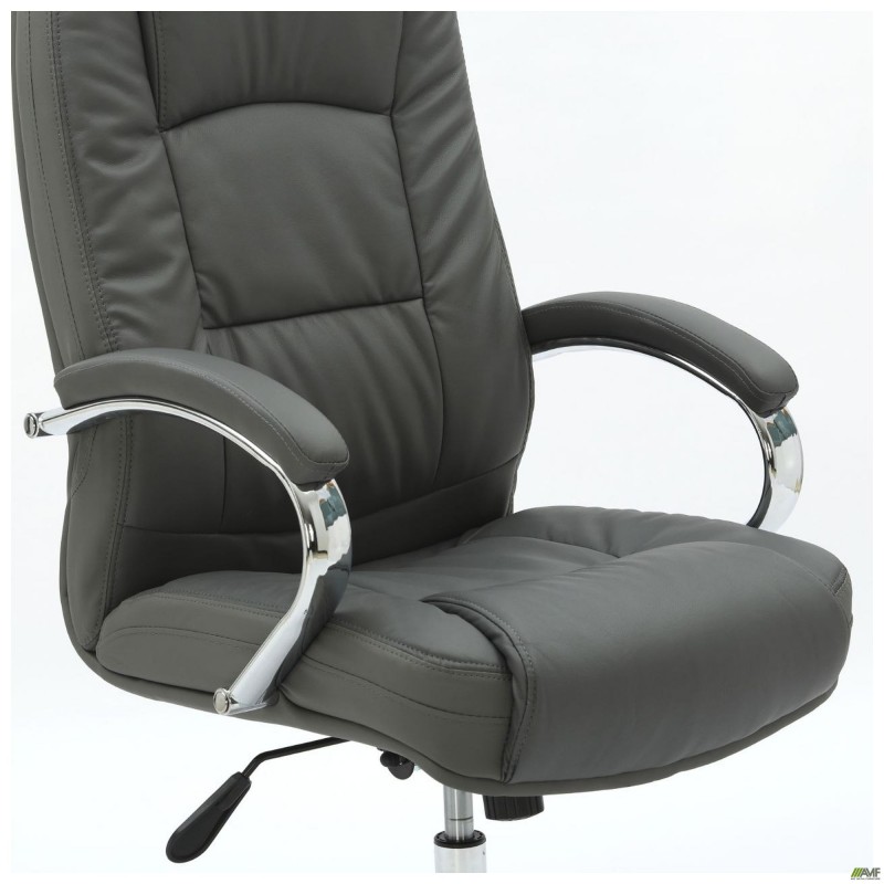 Крісло Marselle-Ch хром НВ, механізм Anyfix, шкірозамінник сірий AMF