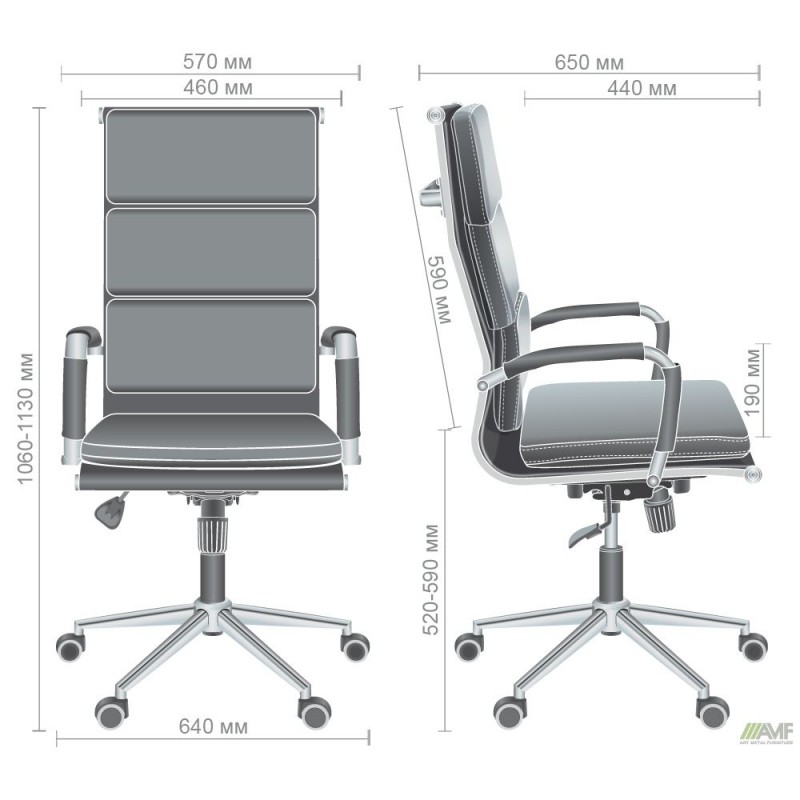 Крiсло Slim FX HB Хром Tilt WAX Black Grey AMF