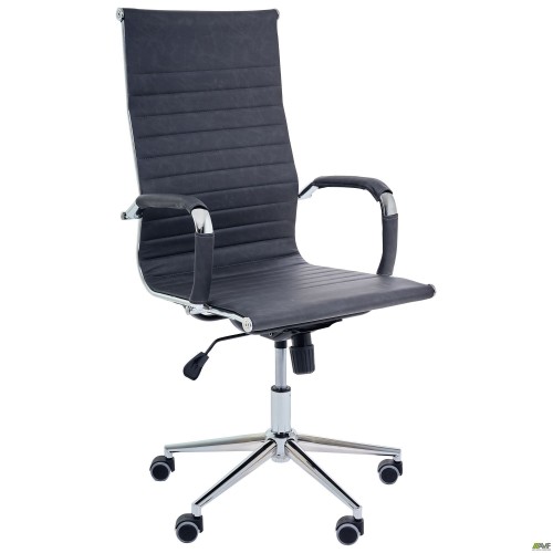 Крiсло Slim HB Хром Tilt WAX Black Grey AMF