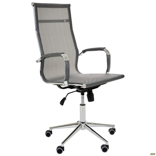 Крісло Slim Net HB Хром Tilt сірий AMF