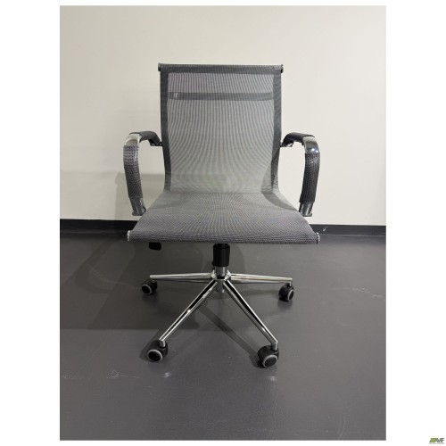 Крісло Slim Net LB Хром Tilt сітка сіра AMF