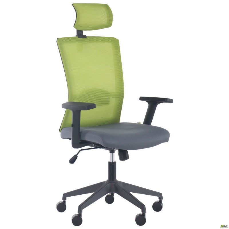 Крісло Uran Black HR сидіння Нест-08 сіра/спинка Сітка SL-06 салатова AMF