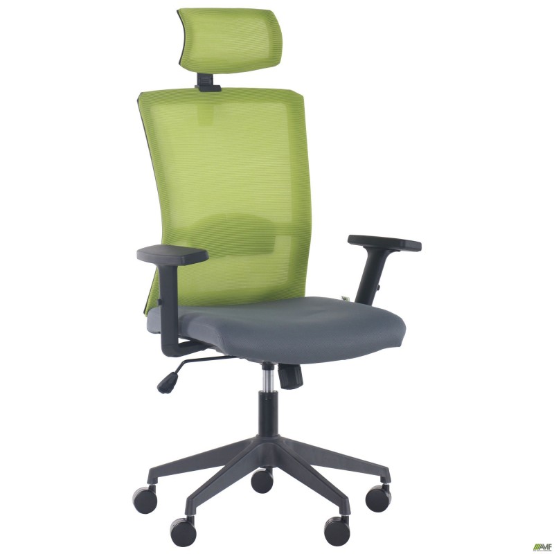 Крісло Uran Black HR сидіння Нест-08 сіра/спинка Сітка SL-06 салатова AMF