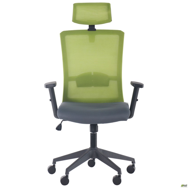 Крісло Uran Black HR сидіння Нест-08 сіра/спинка Сітка SL-06 салатова AMF