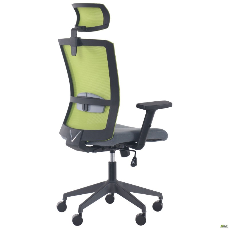 Крісло Uran Black HR сидіння Нест-08 сіра/спинка Сітка SL-06 салатова AMF