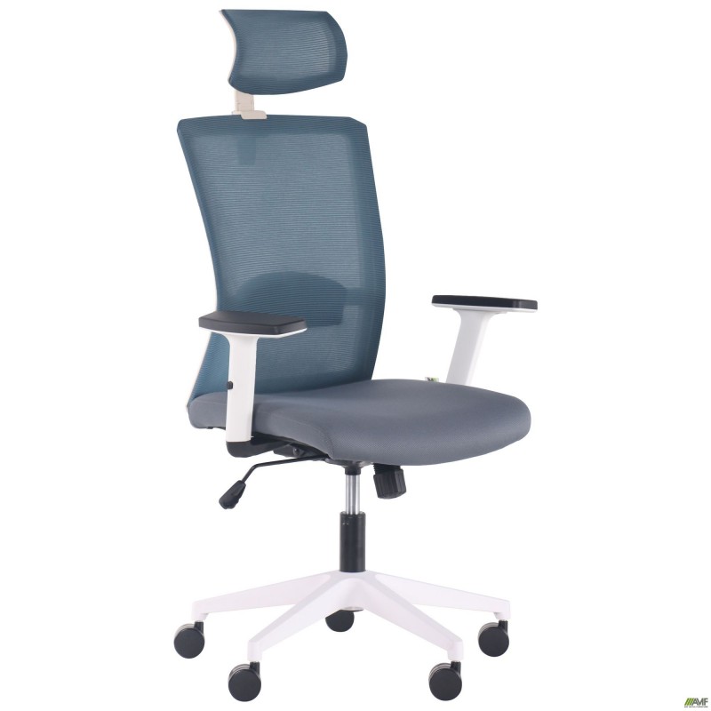 Крісло Uran White HR сидіння Нест-08 сіра/спинка Сітка SL-18 аквамарін AMF