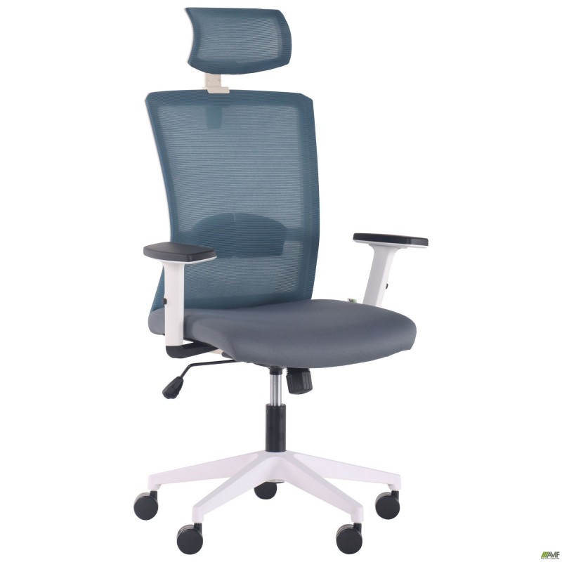 Крісло Uran White HR сидіння Нест-08 сіра/спинка Сітка SL-18 аквамарін AMF