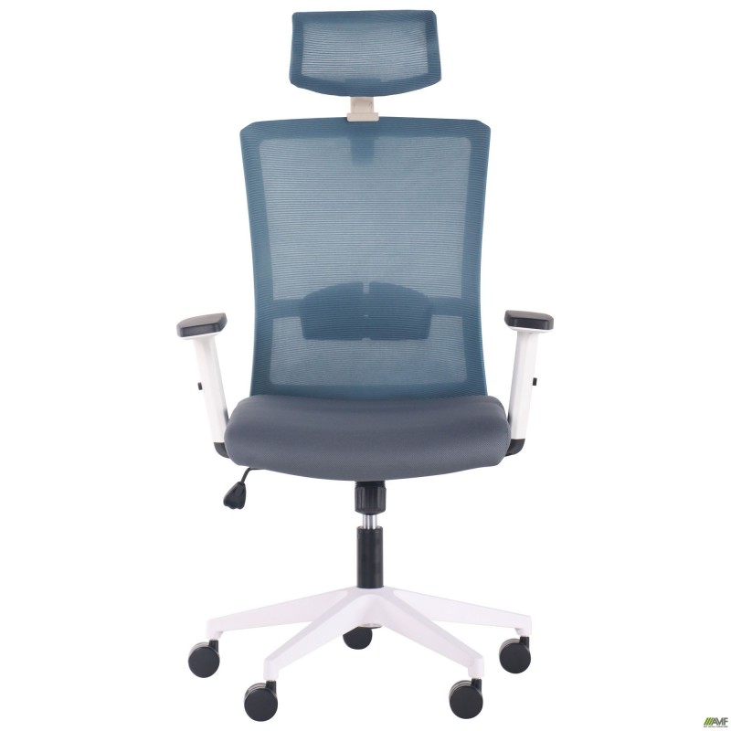 Крісло Uran White HR сидіння Нест-08 сіра/спинка Сітка SL-18 аквамарін AMF
